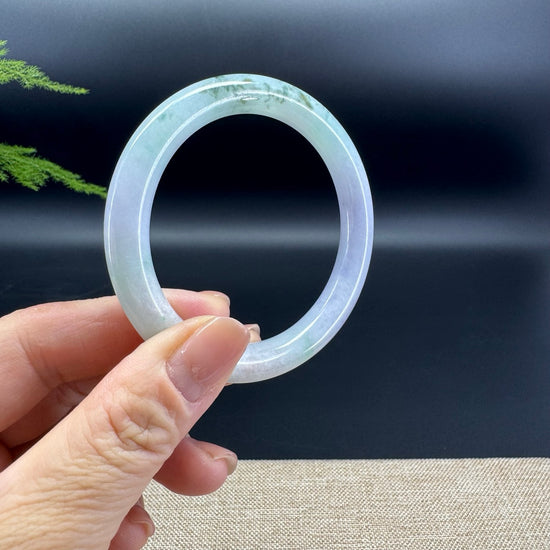 Genuine Burmese Lavender Green Jade Jadeite Bangle Bracelet ( 53.8mm )