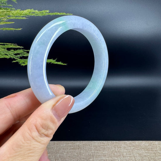 Genuine Burmese Lavender Green Jade Jadeite Bangle Bracelet ( 56.8mm )