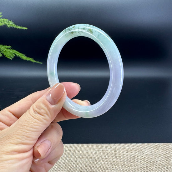 Genuine Burmese Lavender Green Jade Jadeite Bangle Bracelet ( 53.8mm )