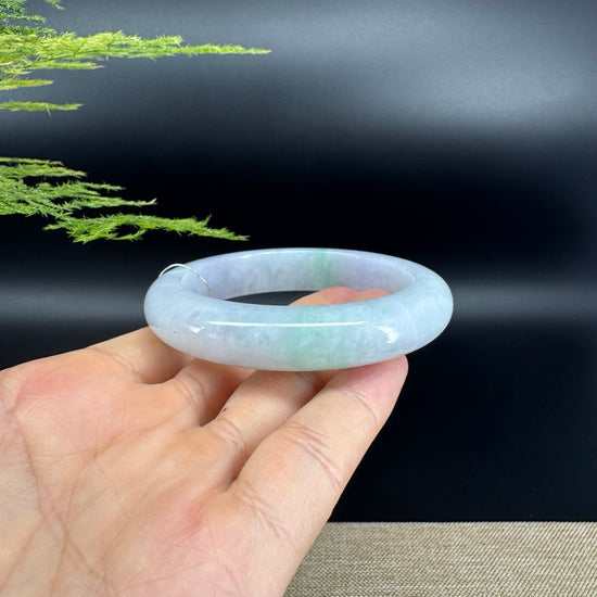 Genuine Burmese Lavender Green Jade Jadeite Bangle Bracelet ( 56.8mm )