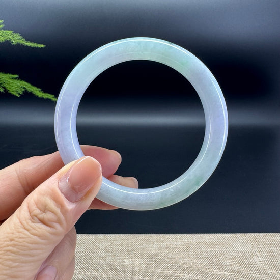 Genuine Burmese Lavender Green Jade Jadeite Bangle Bracelet ( 53.8mm )