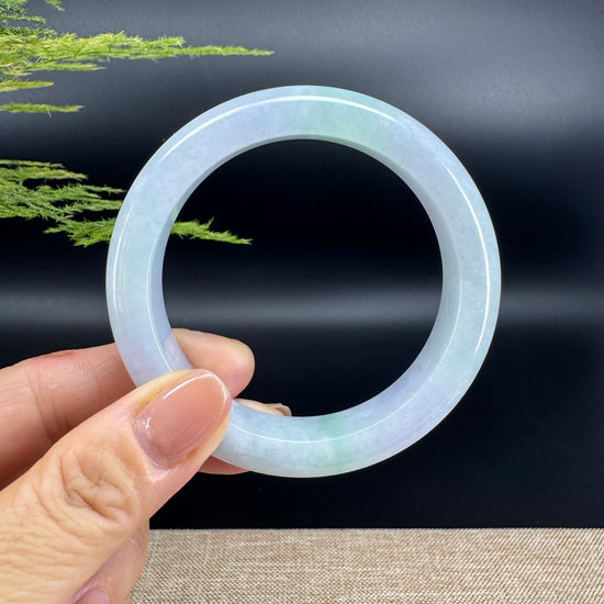 Genuine Burmese Lavender Green Jade Jadeite Bangle Bracelet ( 56.8mm )