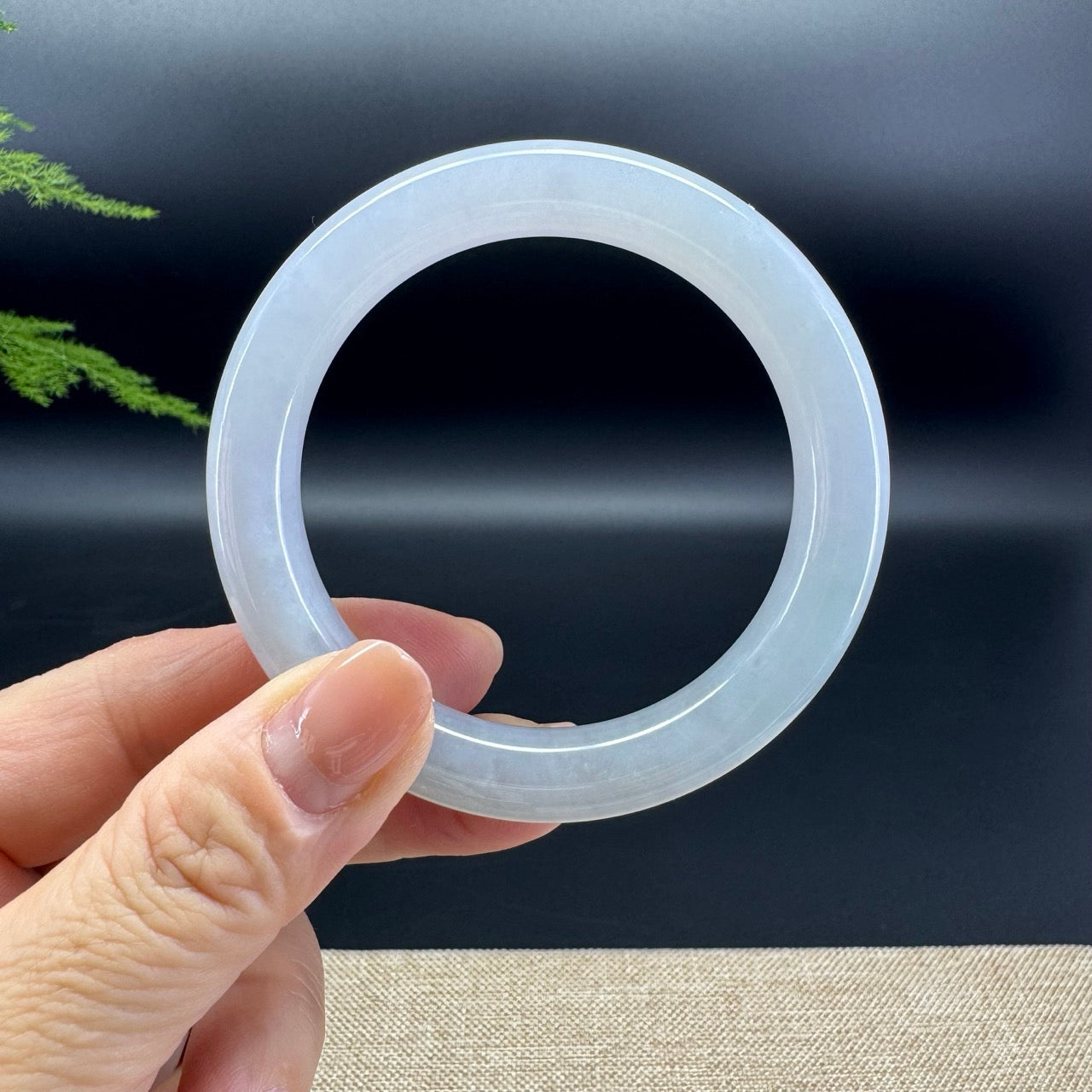 Genuine Burmese Icy  Lavender Green Jade Jadeite Bangle Bracelet ( 53.2mm )