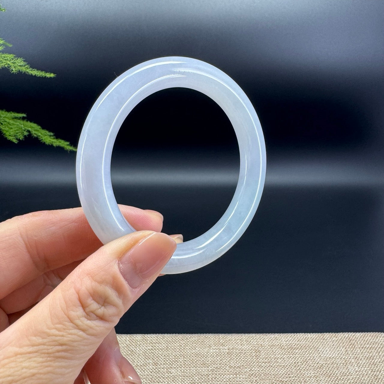 Genuine Burmese Icy  Lavender Green Jade Jadeite Bangle Bracelet ( 53.2mm )