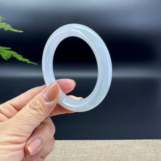 Genuine Burmese Icy  Lavender Green Jade Jadeite Bangle Bracelet ( 53.2mm )