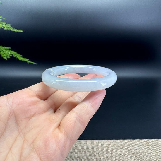 Genuine Burmese Icy  Lavender Green Jade Jadeite Bangle Bracelet ( 53.2mm )