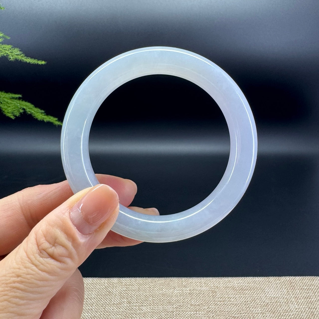 Genuine Burmese Icy  Lavender Green Jade Jadeite Bangle Bracelet ( 53.2mm )