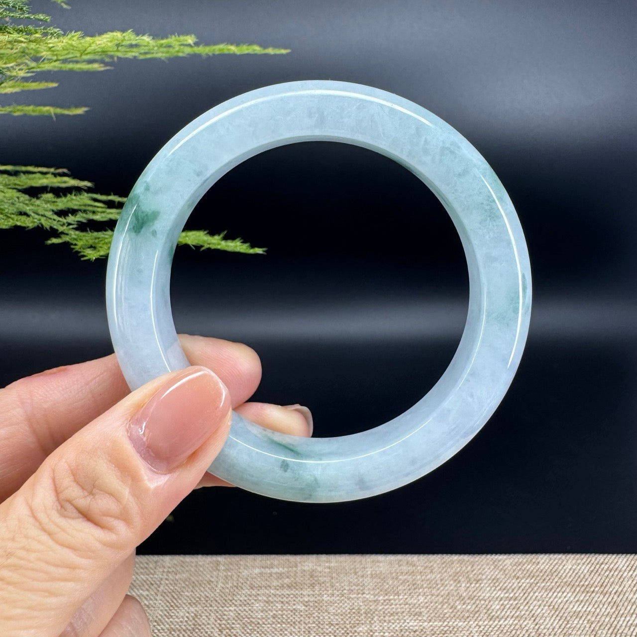 Genuine Burmese Icy Green Jade Jadeite Bangle Bracelet (56.1mm)