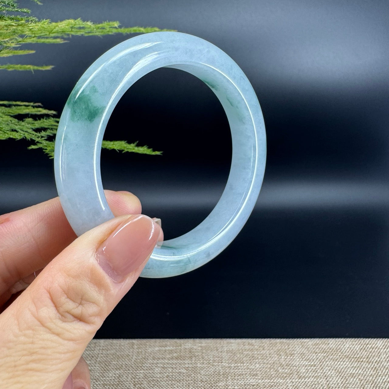 Genuine Burmese Icy Green Jade Jadeite Bangle Bracelet (56.1mm)