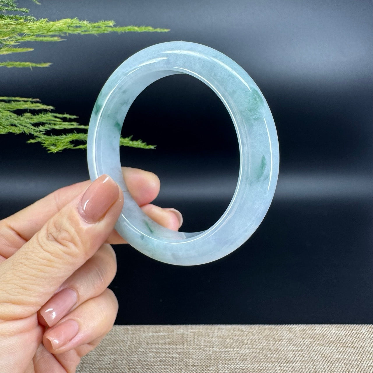Genuine Burmese Icy Green Jade Jadeite Bangle Bracelet (56.1mm)