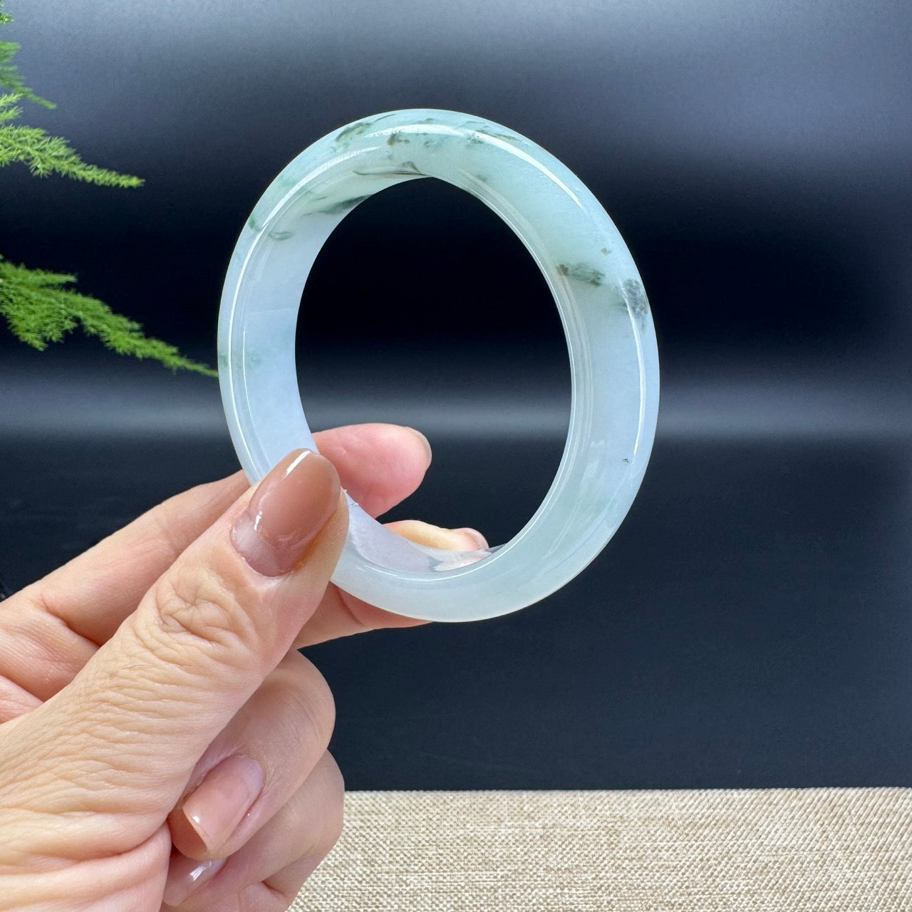 Genuine Burmese Green Jade Jadeite Bangle Bracelet ( 53.1mm )