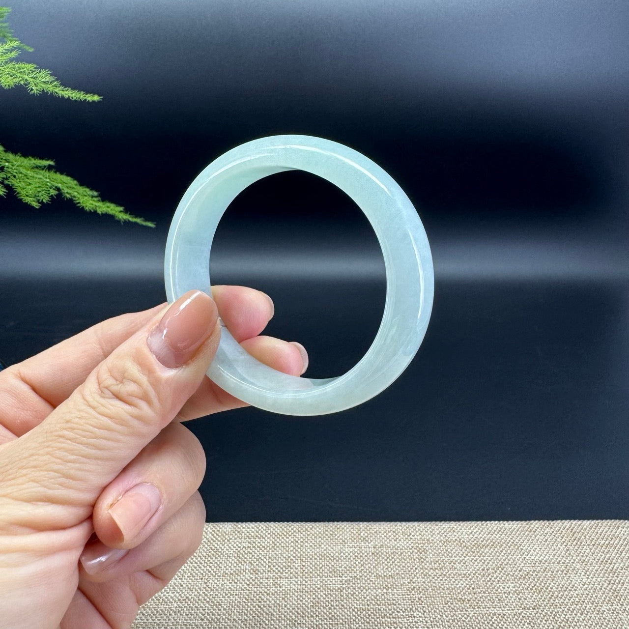 Genuine Burmese Green Jade Jadeite Bangle Bracelet ( 53.9*47.3mm )