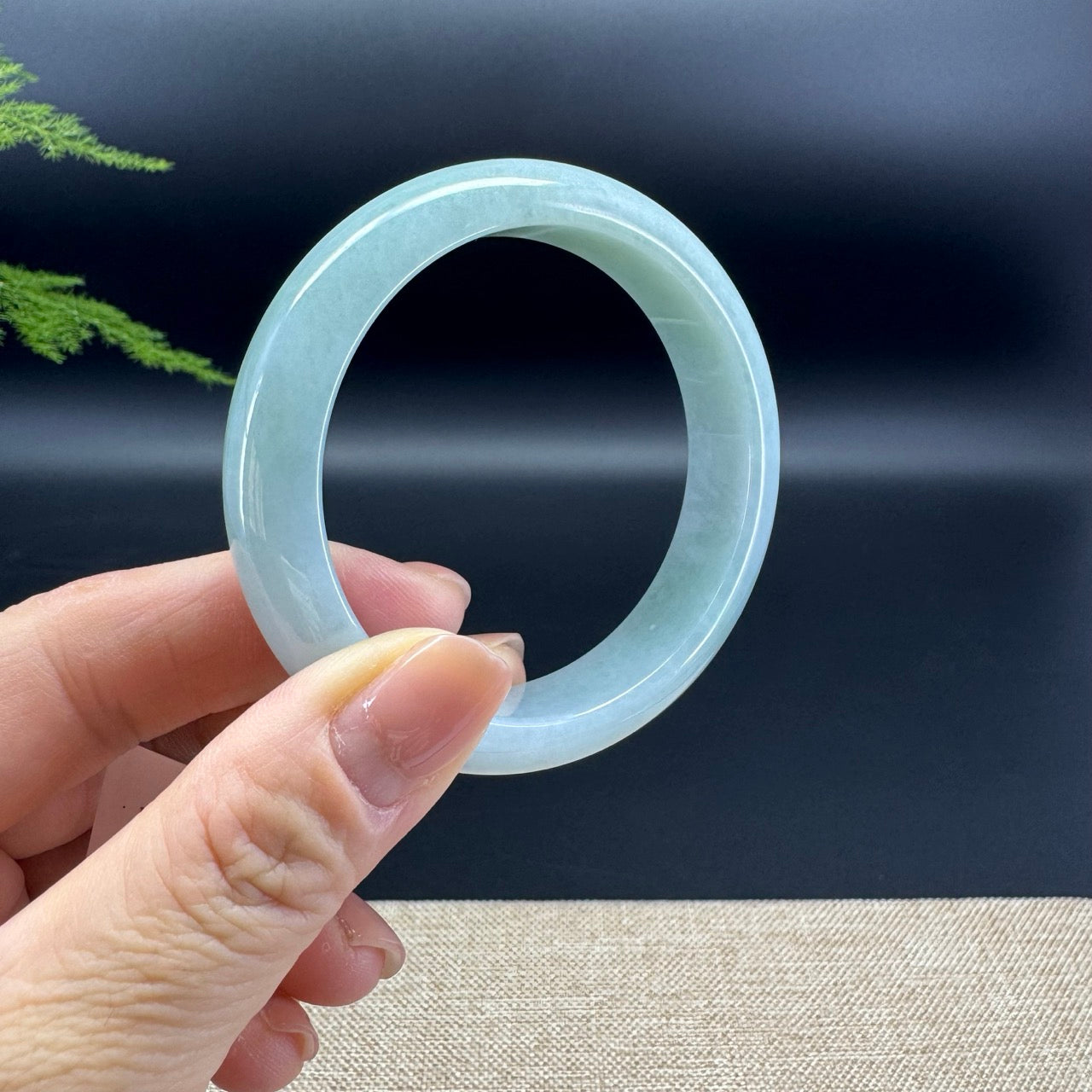 Genuine Burmese Icy Green Jade Jadeite Bangle Bracelet ( 53.1mm )