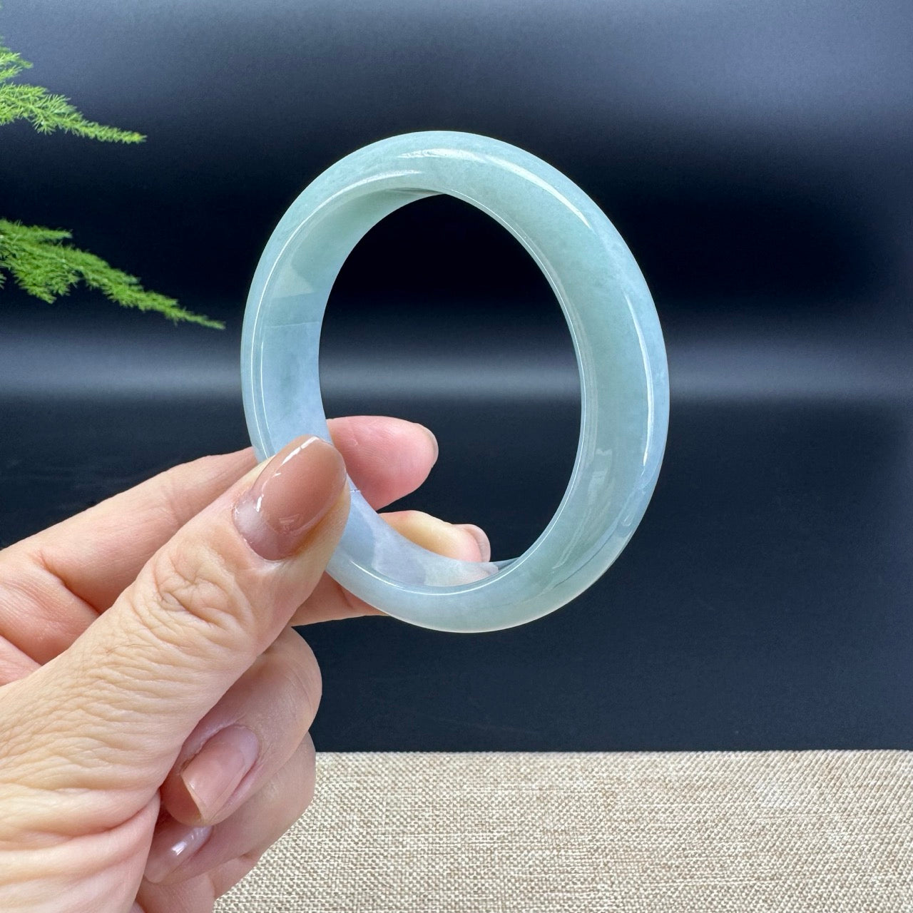 Genuine Burmese Icy Green Jade Jadeite Bangle Bracelet ( 53.1mm )