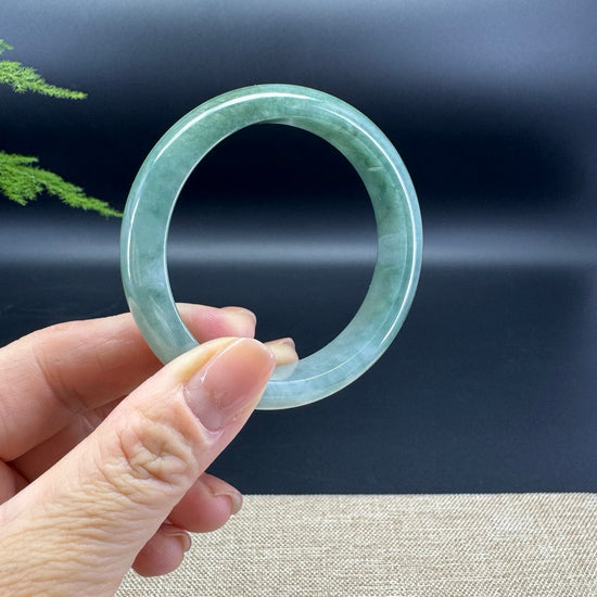 Genuine Burmese Oil Green Jade Jadeite Bangle Bracelet ( 53.9mm )