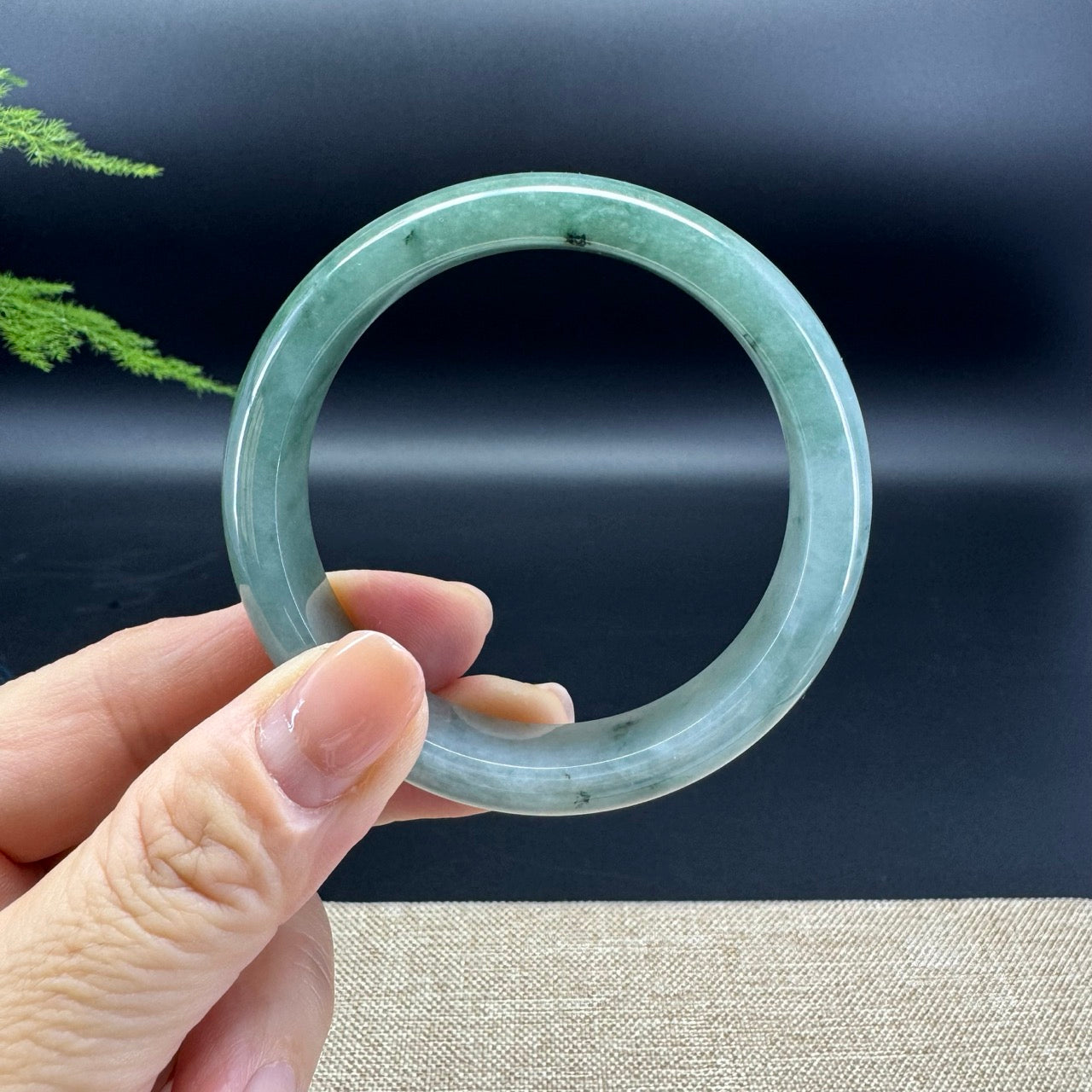 Genuine Burmese Oil Green Jade Jadeite Bangle Bracelet ( 53.9mm )