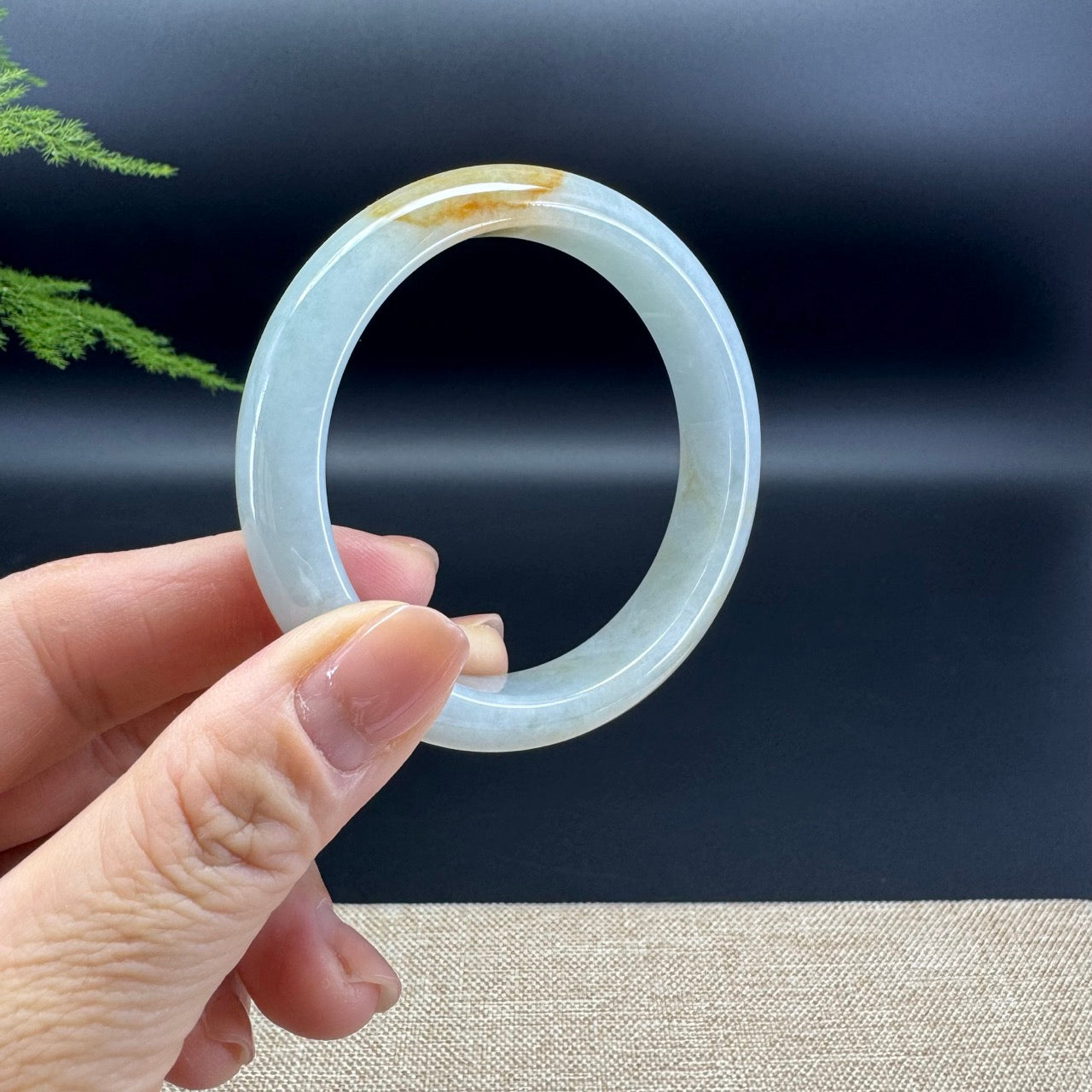 Genuine Burmese Yellow Green Jade Jadeite Bangle Bracelet ( 53.7mm )