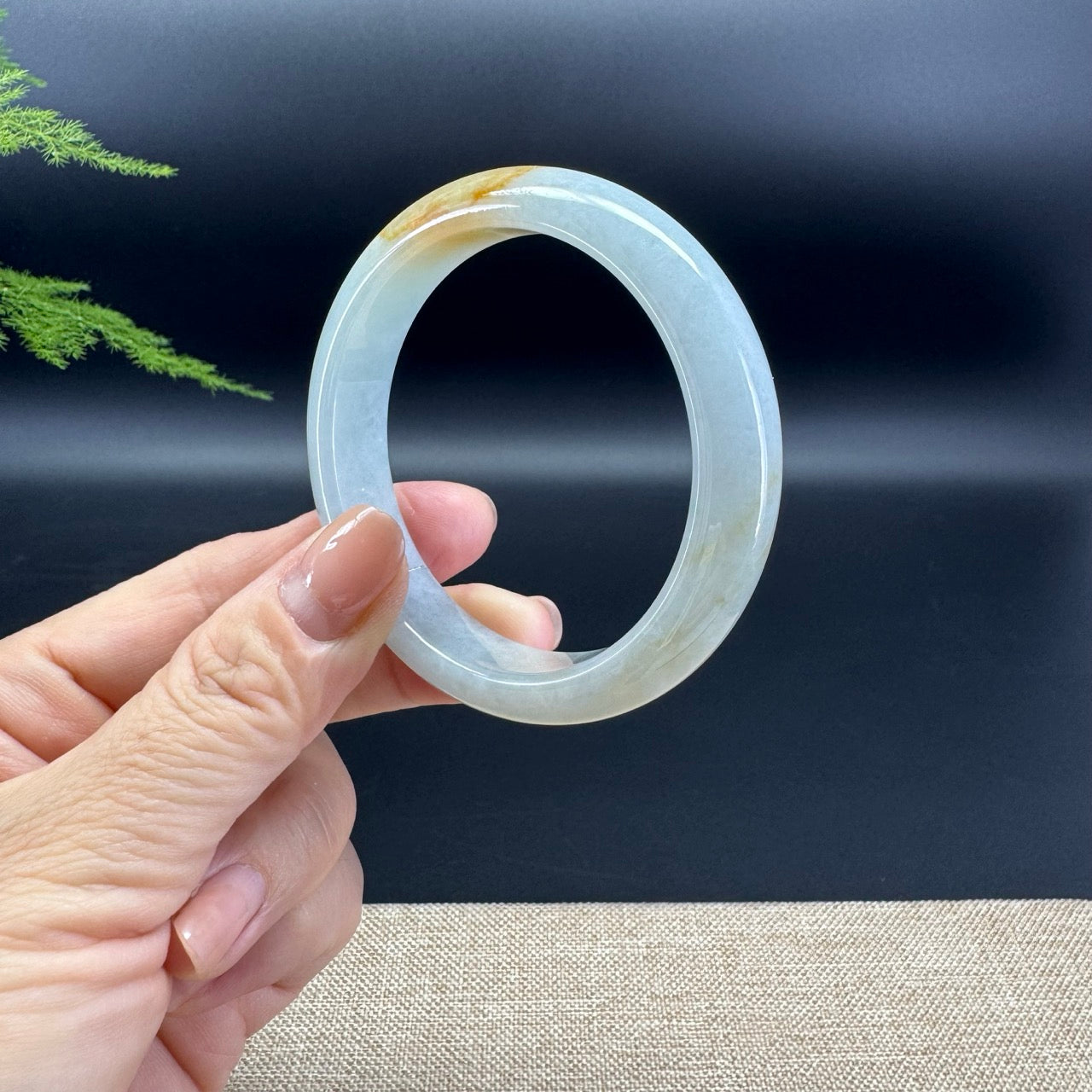 Genuine Burmese Yellow Green Jade Jadeite Bangle Bracelet ( 53.7mm )