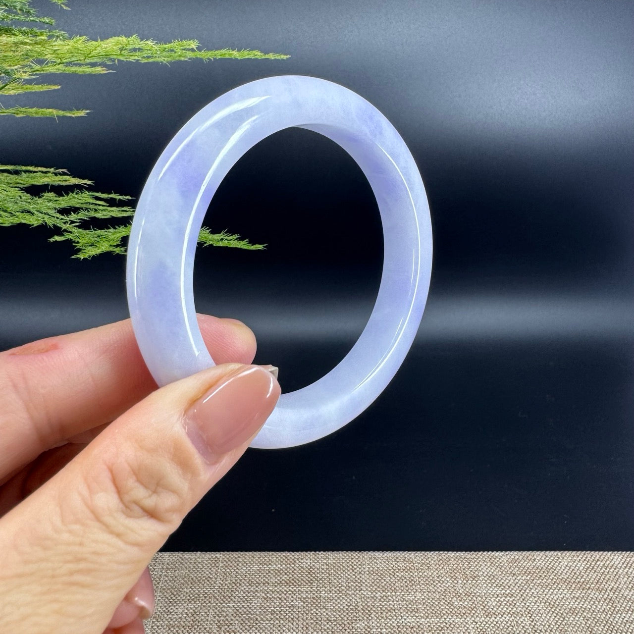 Genuine Burmese Lavender Green Jade Jadeite Bangle Bracelet (56.4mm)