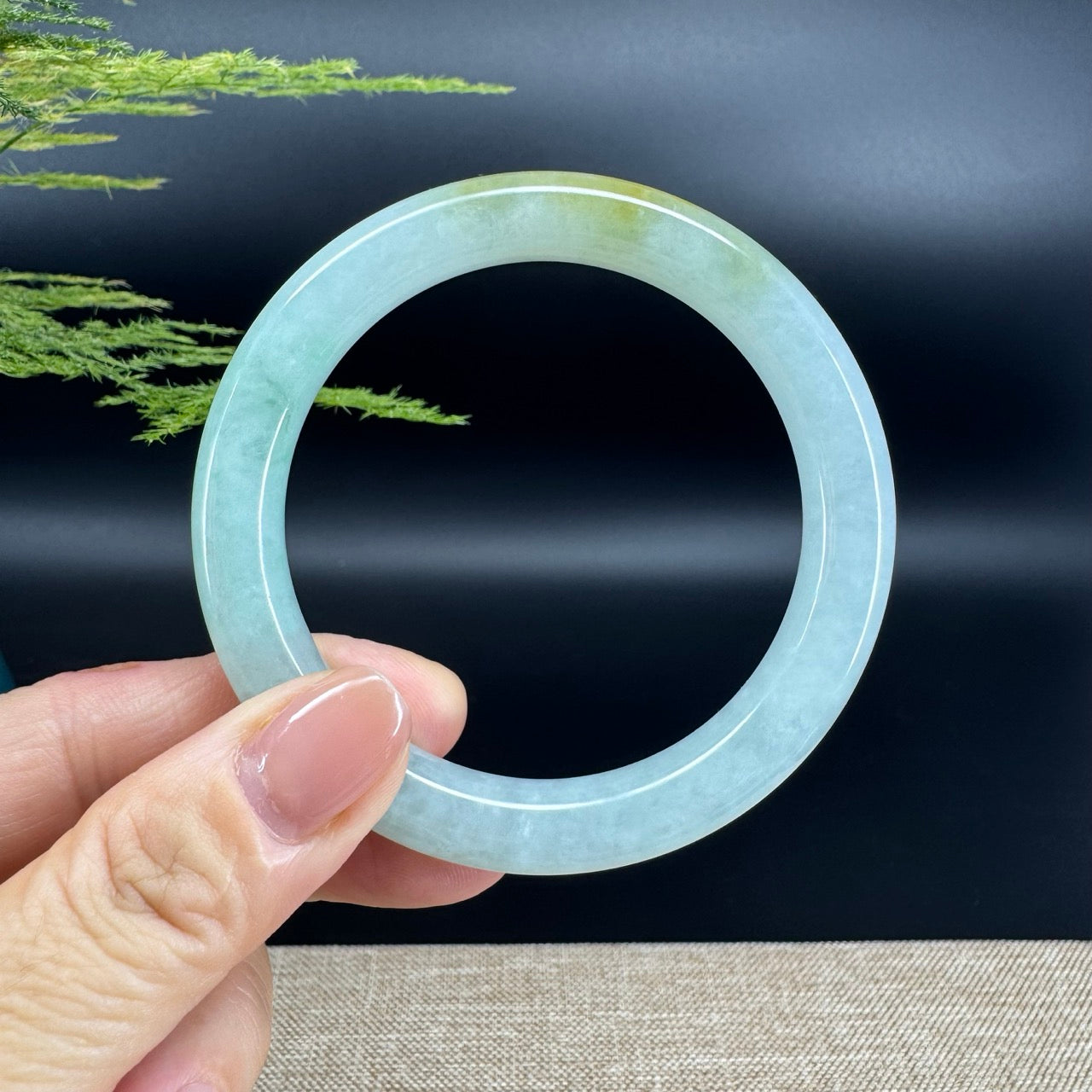 Genuine Burmese Yellow Green Jade Jadeite Bangle Bracelet (56.3mm)