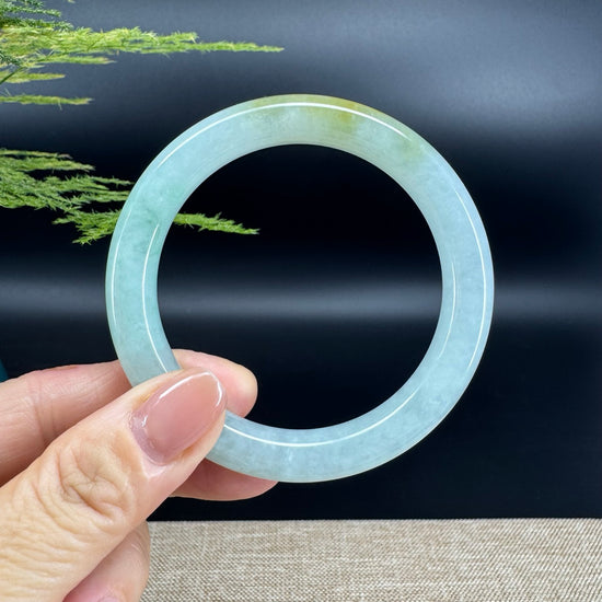 Genuine Burmese Yellow Green Jade Jadeite Bangle Bracelet (56.3mm)