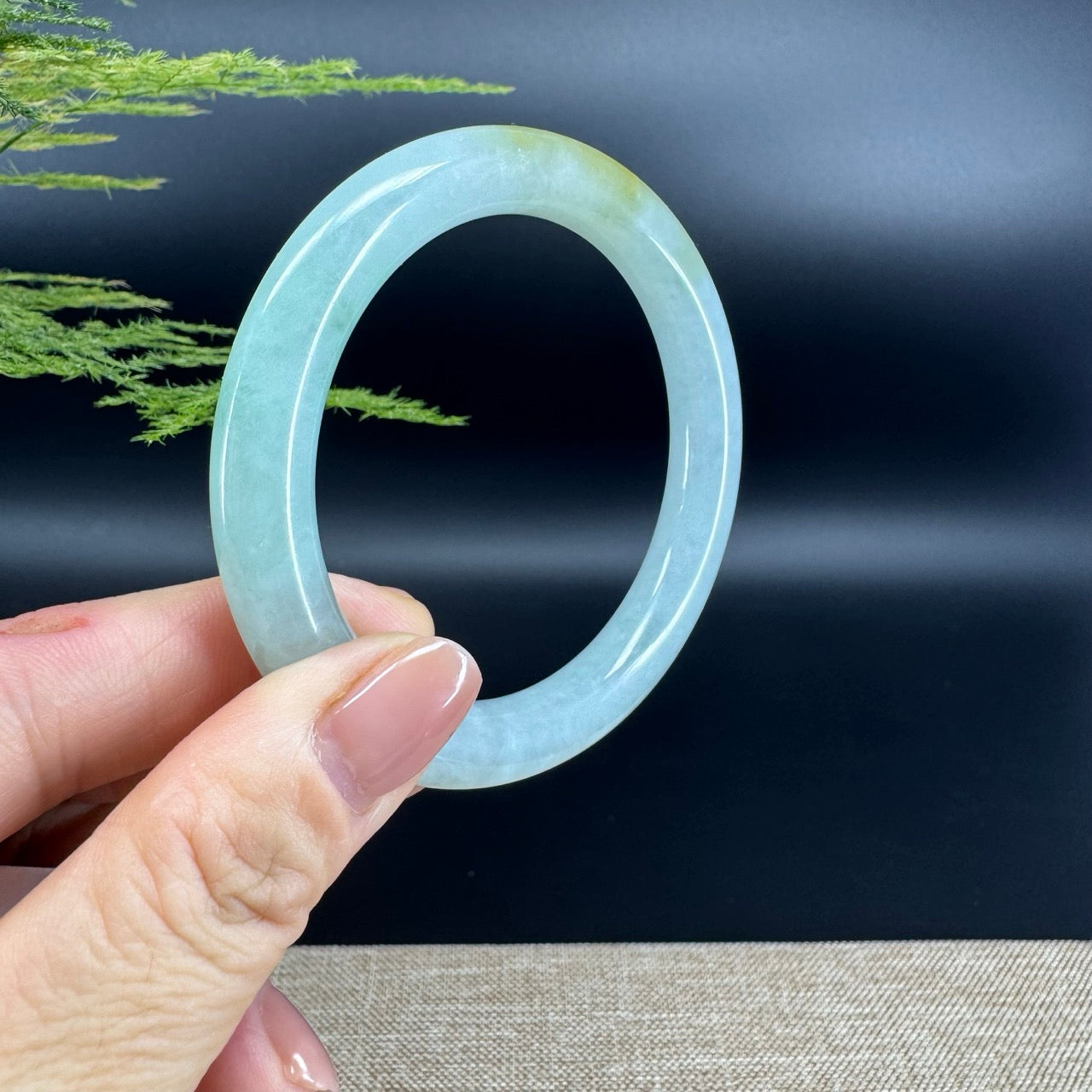 Genuine Burmese Yellow Green Jade Jadeite Bangle Bracelet (56.3mm)