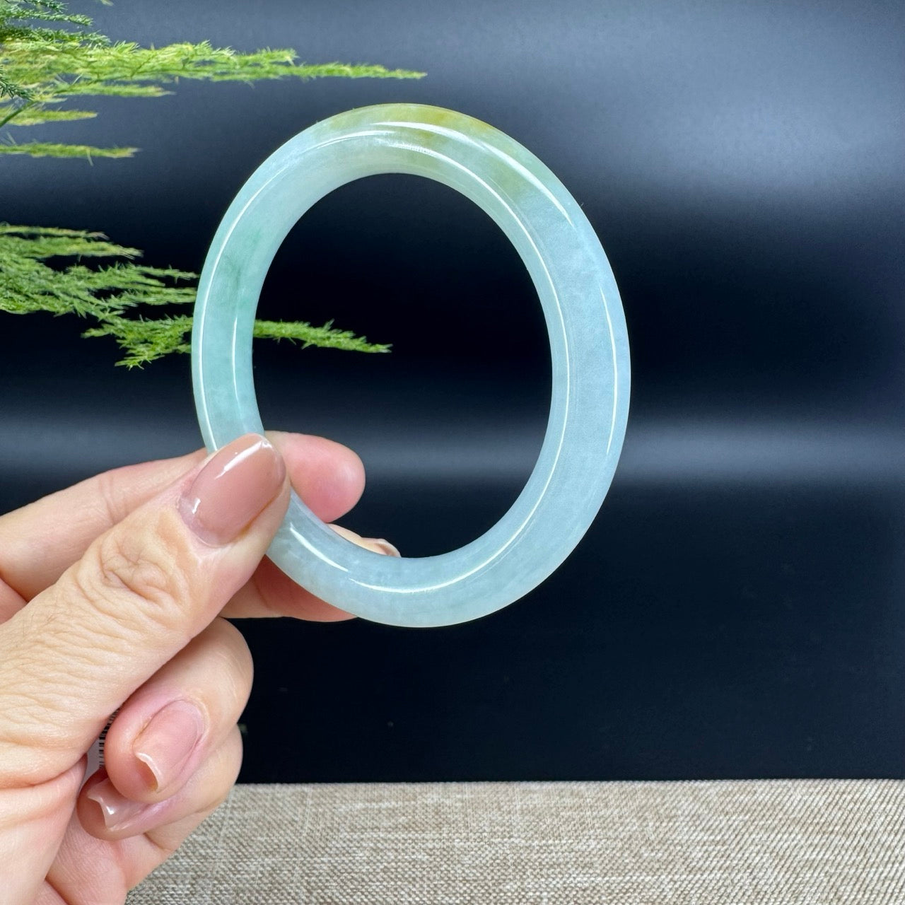 Genuine Burmese Yellow Green Jade Jadeite Bangle Bracelet (56.3mm)