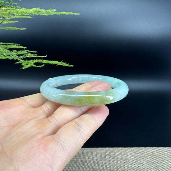 Genuine Burmese Yellow Green Jade Jadeite Bangle Bracelet (56.3mm)