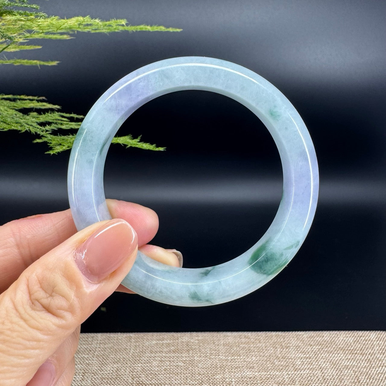 Genuine Burmese Green lavender Jade Jadeite Bangle Bracelet ( 56mm )
