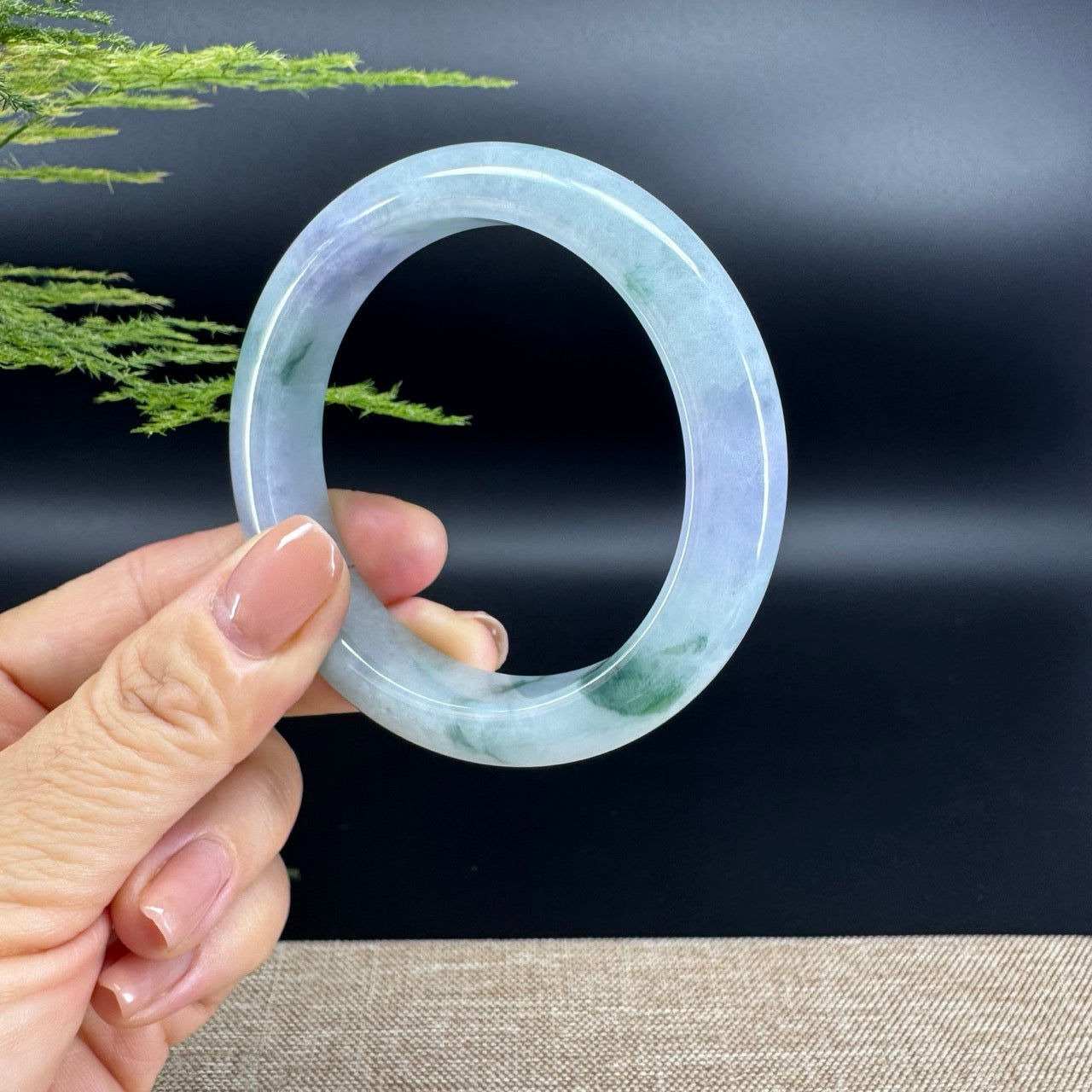 Genuine Burmese Green lavender Jade Jadeite Bangle Bracelet ( 56mm )