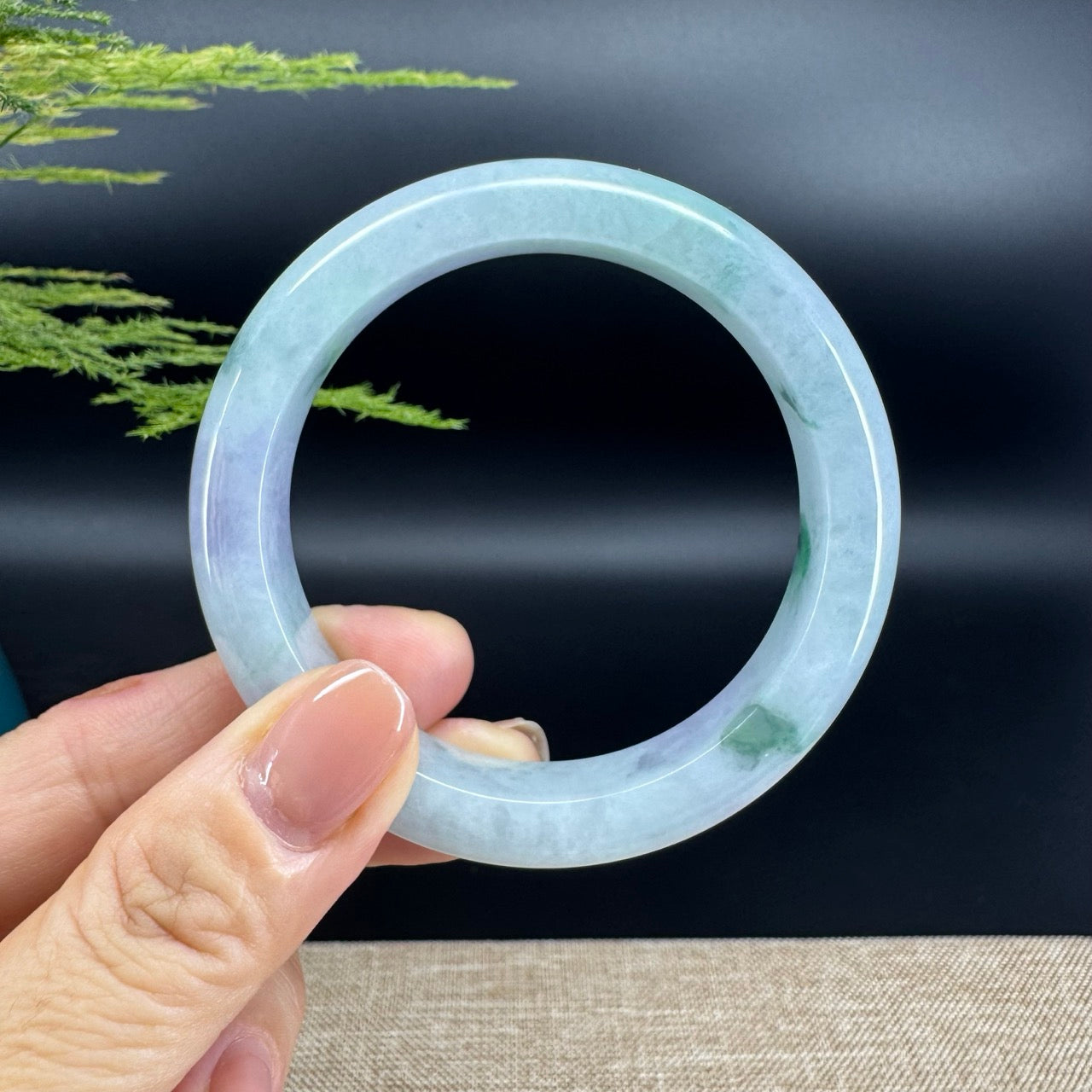 Genuine Burmese Green lavender Jade Jadeite Bangle Bracelet ( 56mm )