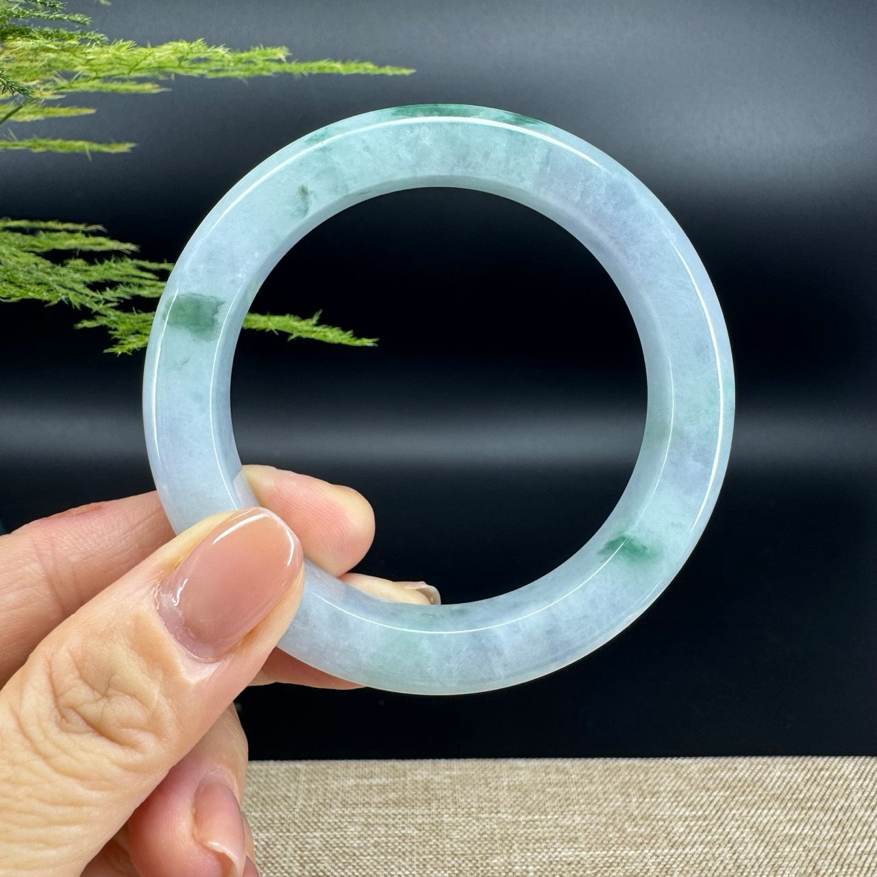 Genuine Burmese Green lavender Jade Jadeite Bangle Bracelet ( 56mm )