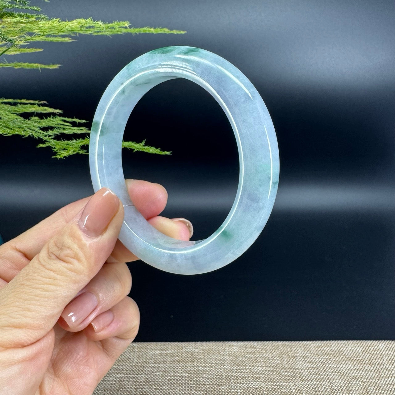 Genuine Burmese Green lavender Jade Jadeite Bangle Bracelet ( 56mm )