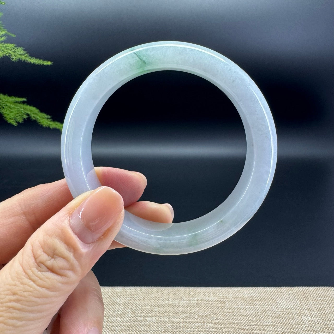 Genuine Burmese Icy Green Jade Jadeite Bangle Bracelet ( 53.7mm )