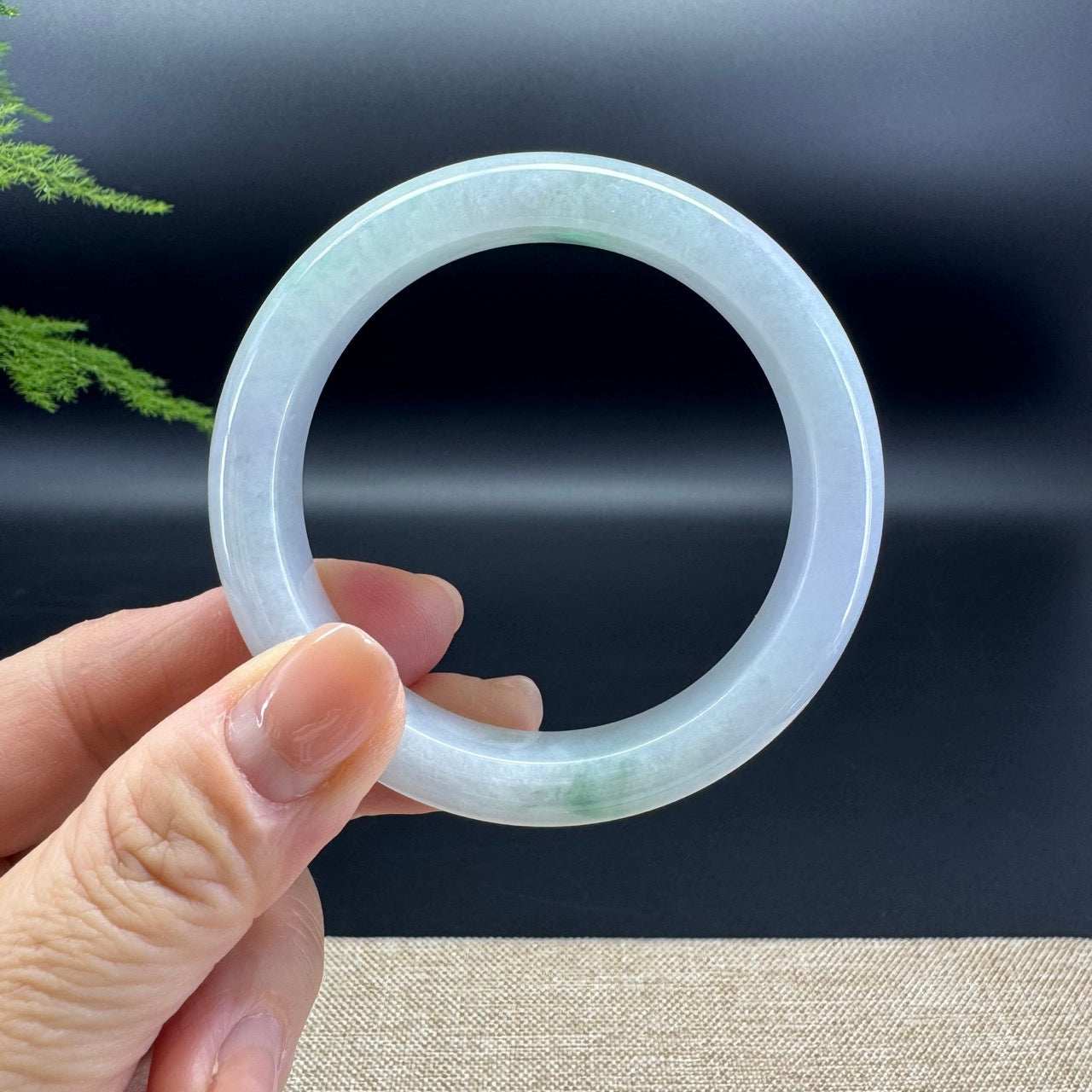 Genuine Burmese Icy Green Jade Jadeite Bangle Bracelet ( 53.7mm )