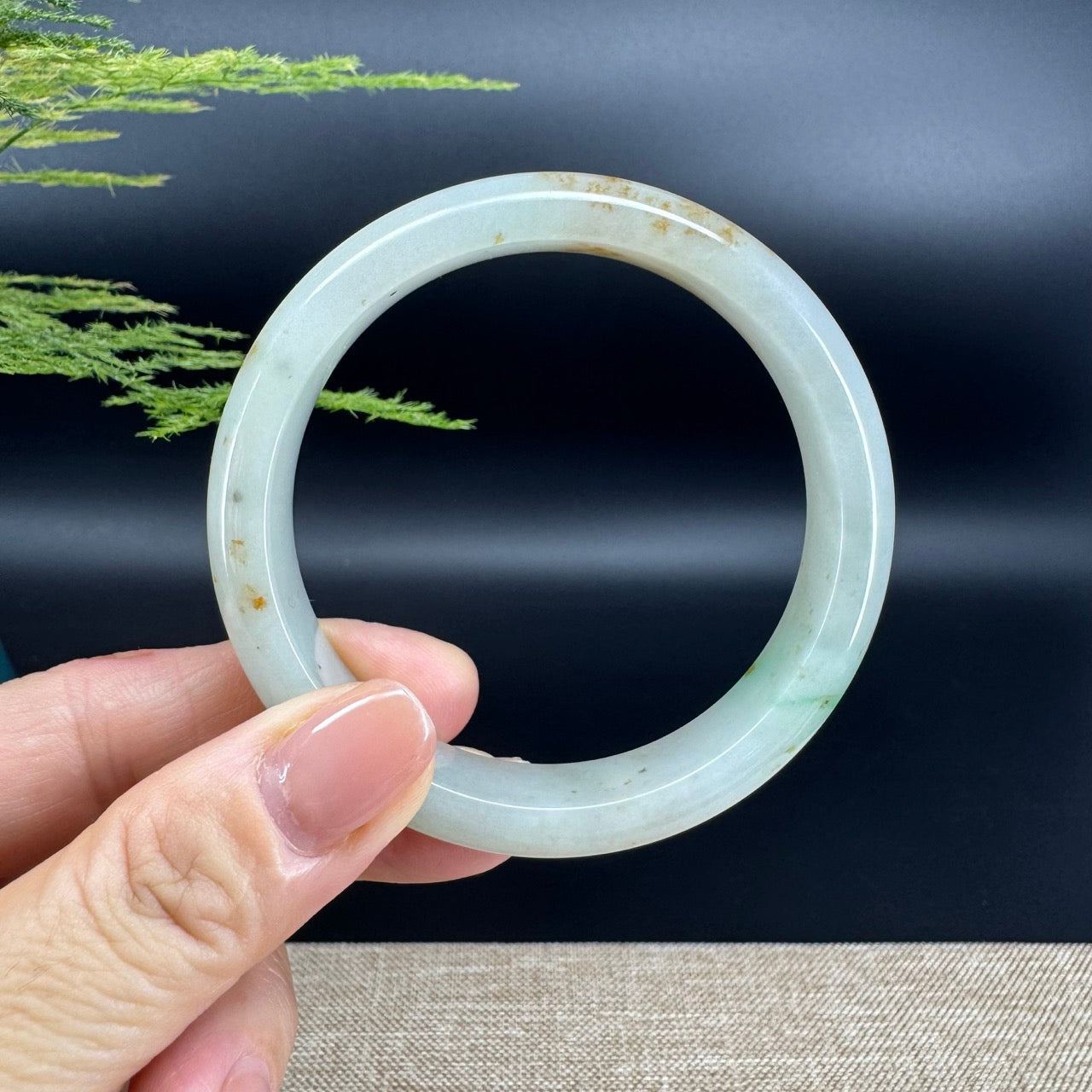 Genuine Burmese Yellow Green Jade Jadeite Bangle Bracelet ( 56.8mm )
