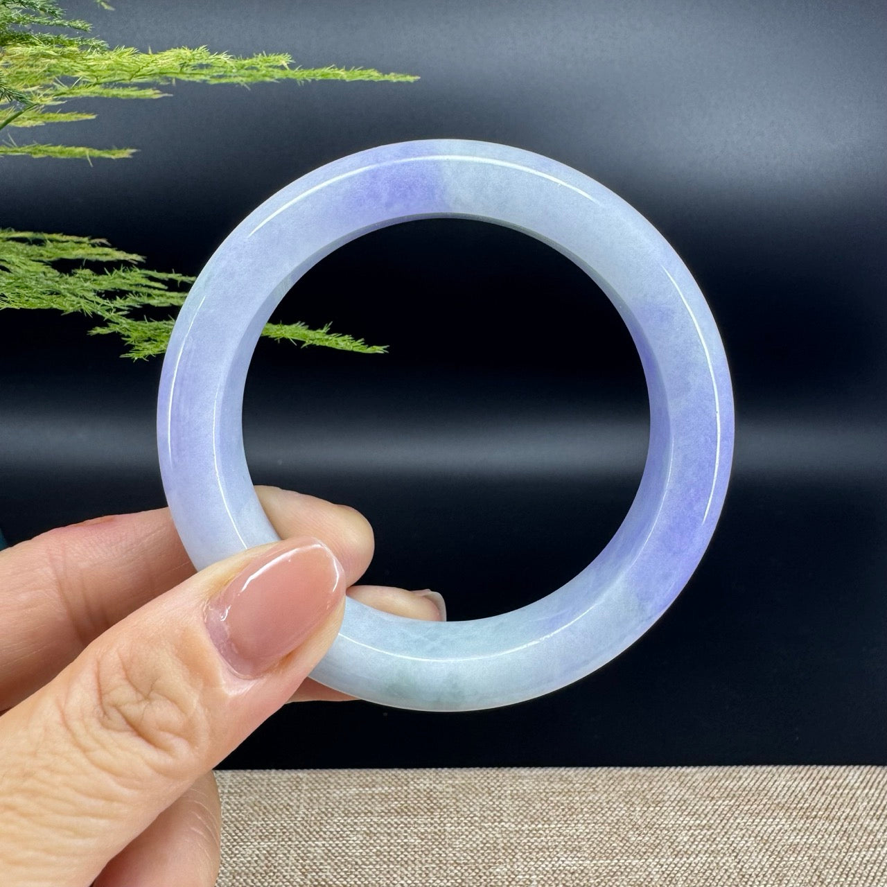 Genuine Burmese Lavender Green Jade Jadeite Bangle Bracelet (56.5mm)