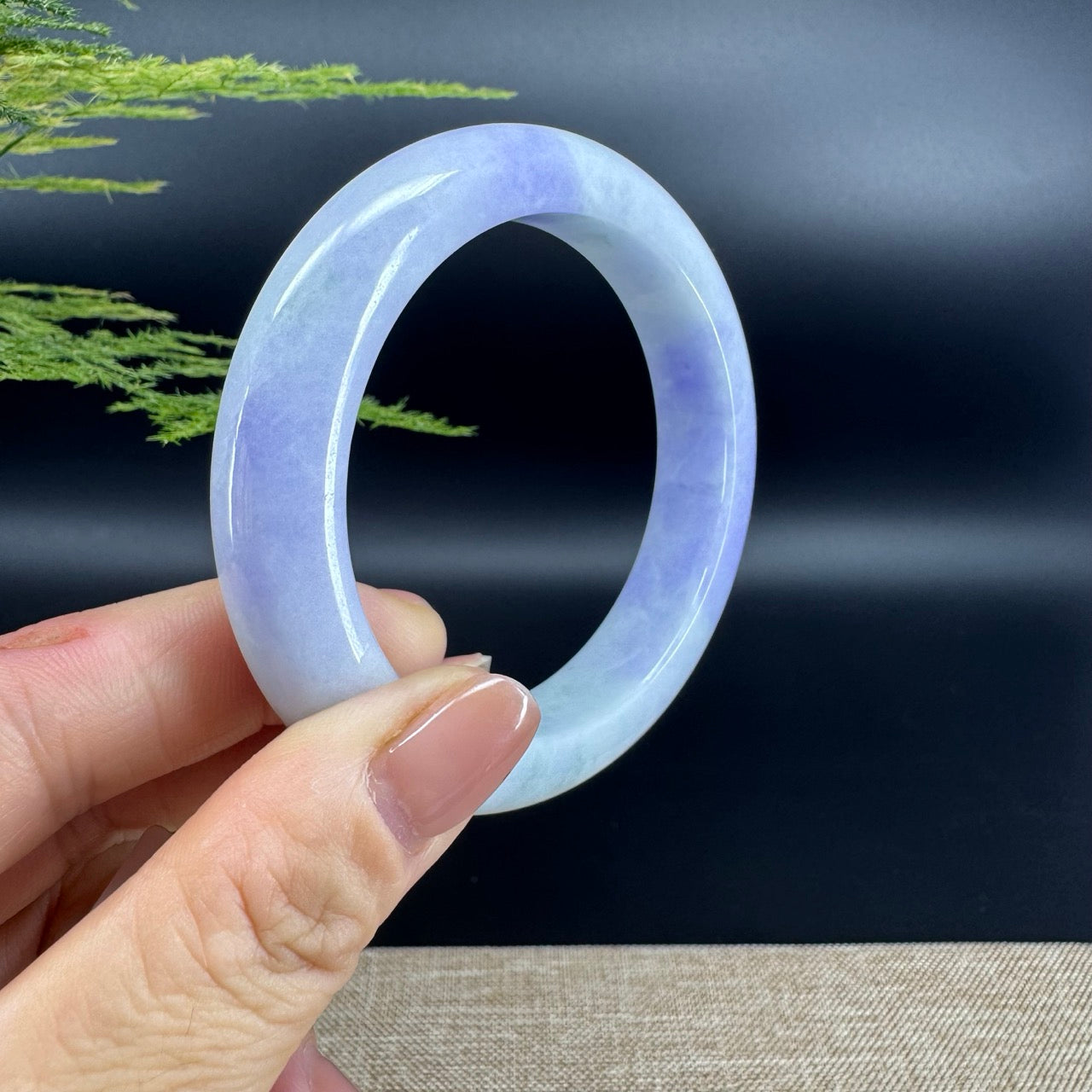 Genuine Burmese Lavender Green Jade Jadeite Bangle Bracelet (56.5mm)