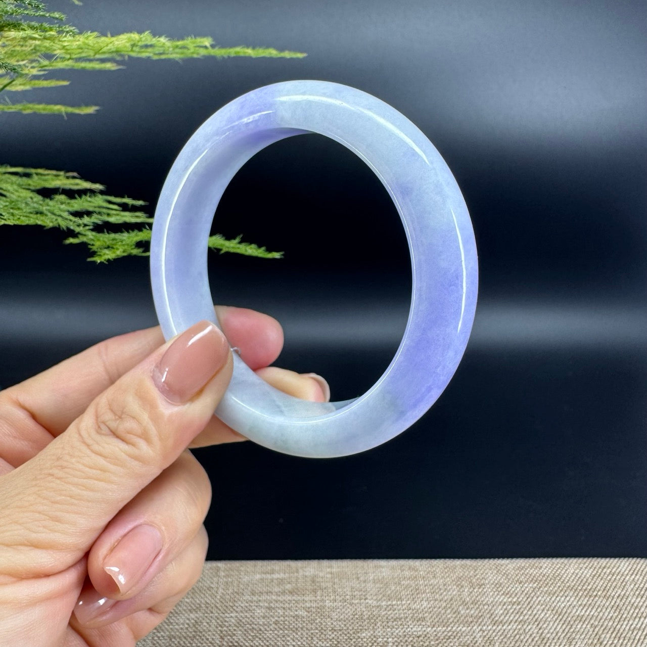 Genuine Burmese Lavender Green Jade Jadeite Bangle Bracelet (56.5mm)