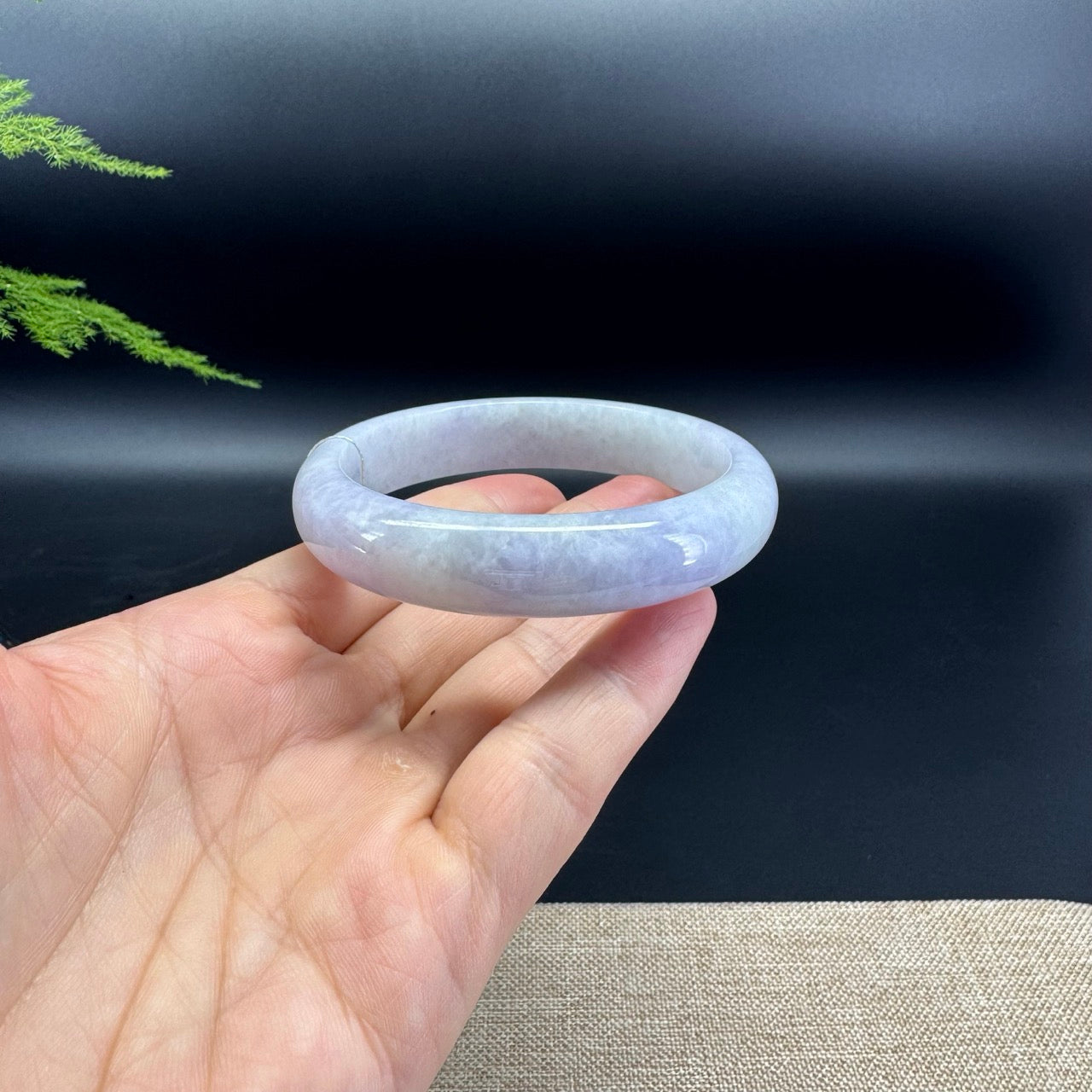 Genuine Burmese Lavender Green  Jade Jadeite Bangle Bracelet ( 60.4mm )
