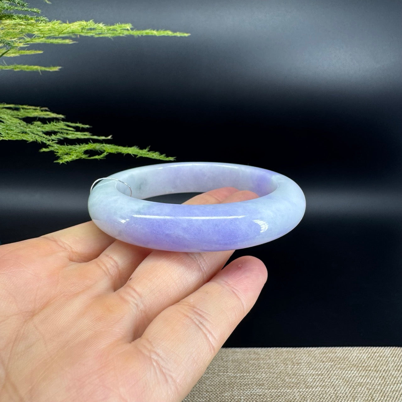 Genuine Burmese Lavender Green Jade Jadeite Bangle Bracelet (56.5mm)