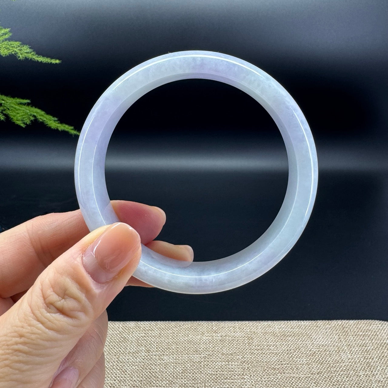 Genuine Burmese Lavender Green  Jade Jadeite Bangle Bracelet ( 60.4mm )