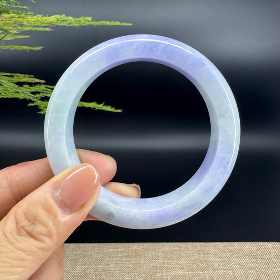 Genuine Burmese Lavender Green Jade Jadeite Bangle Bracelet (56.5mm)