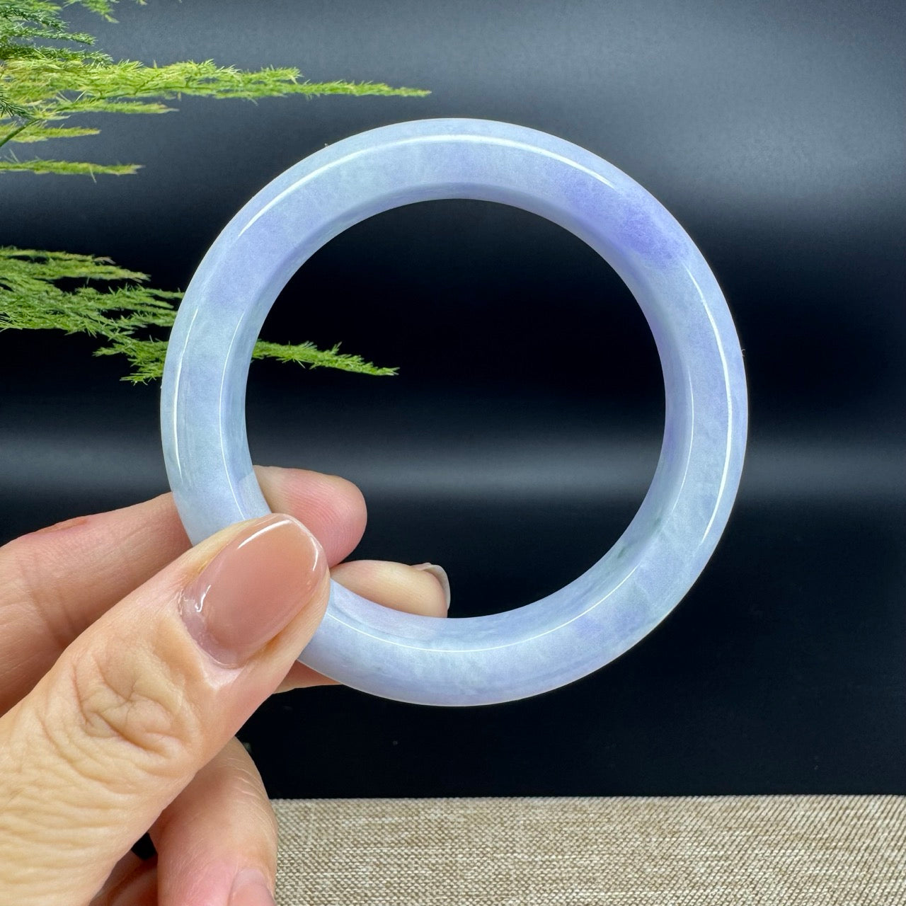 Genuine Burmese Lavender Green Jade Jadeite Bangle Bracelet ( 56.1mm )
