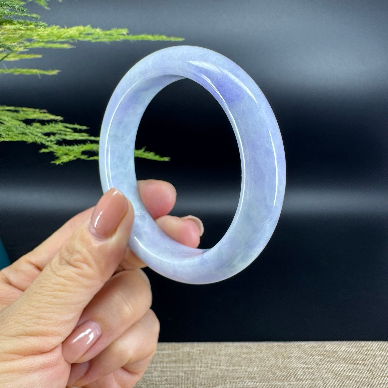 Genuine Burmese Lavender Green Jade Jadeite Bangle Bracelet ( 56.1mm )