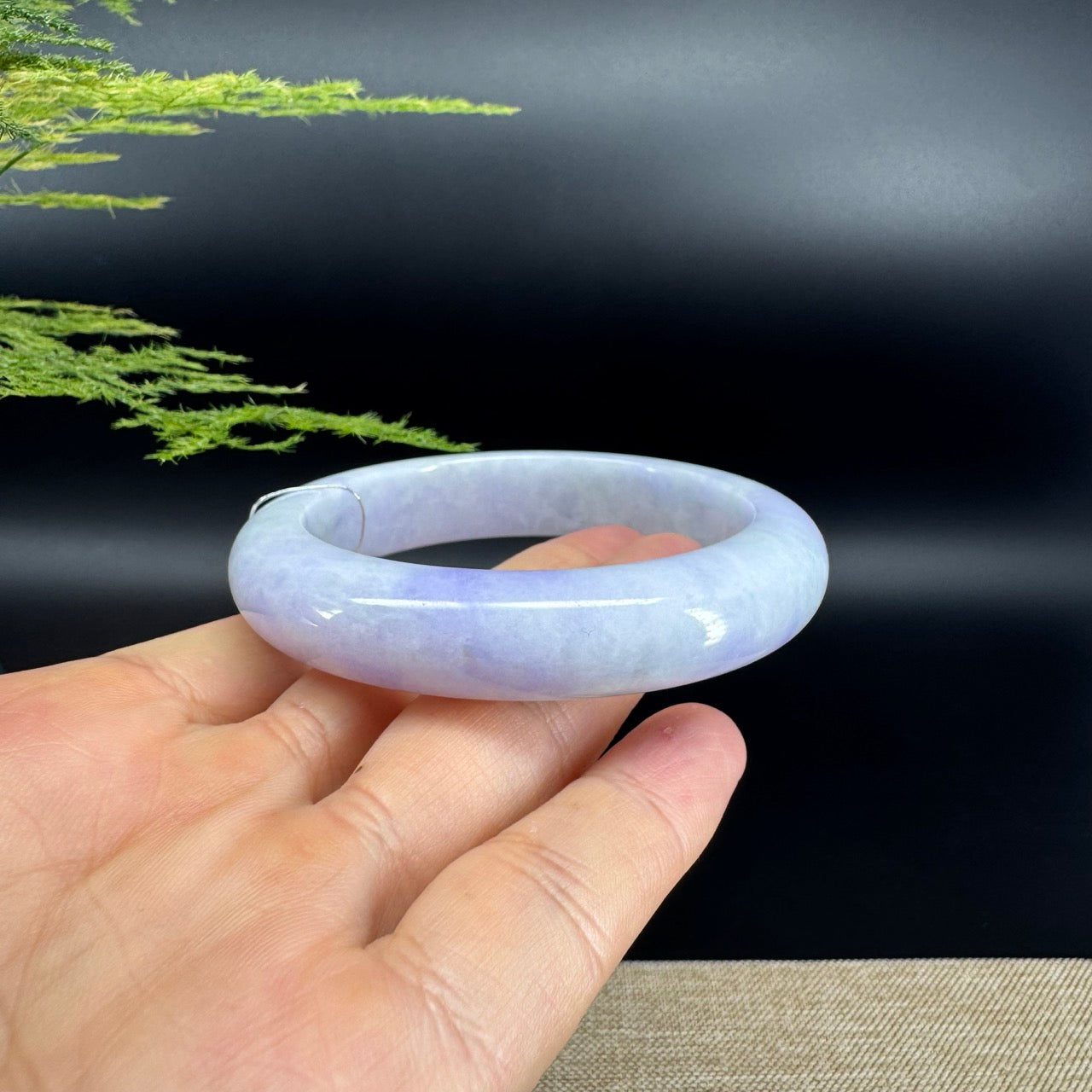 Genuine Burmese Lavender Green Jade Jadeite Bangle Bracelet ( 56.1mm )