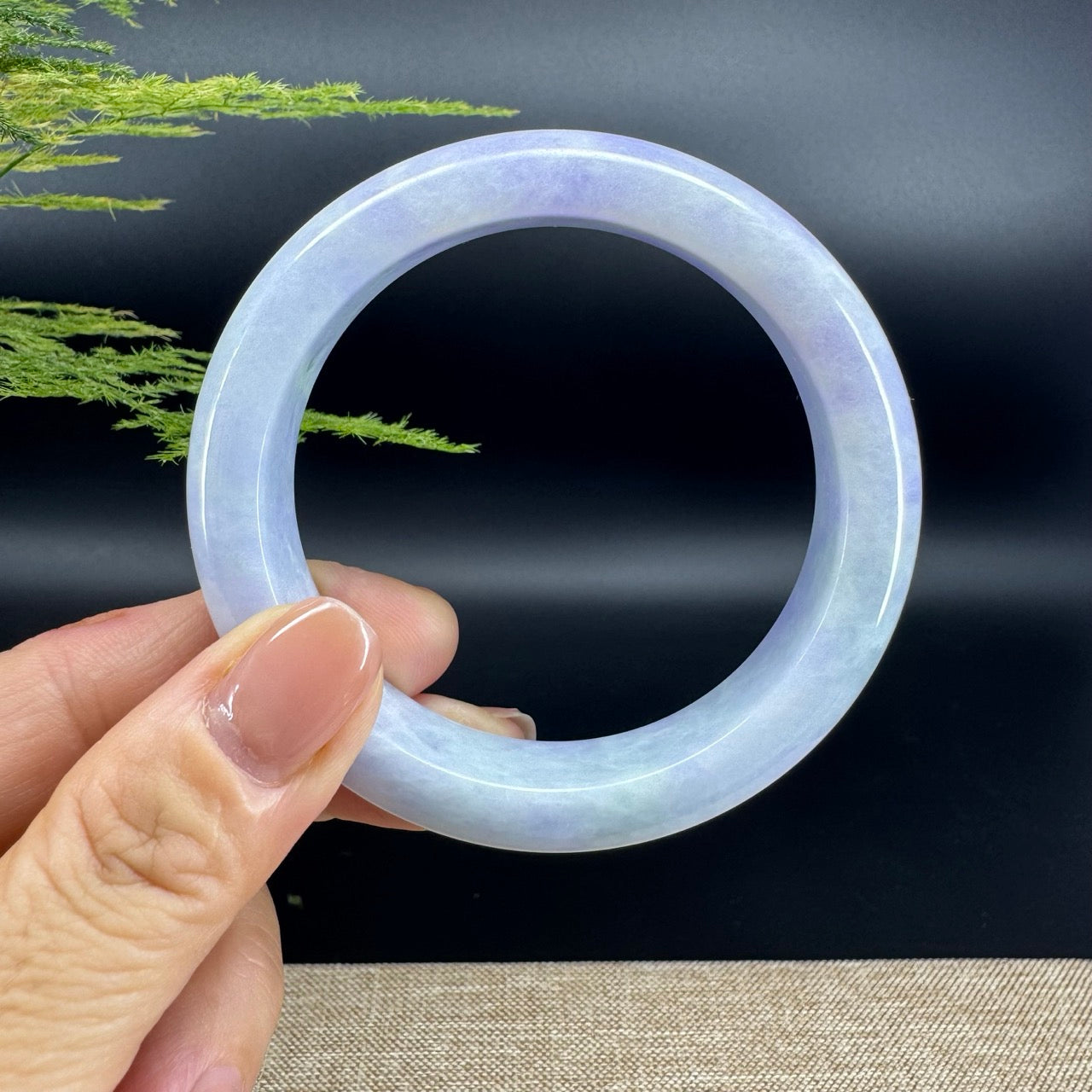 Genuine Burmese Lavender Green Jade Jadeite Bangle Bracelet ( 56.1mm )