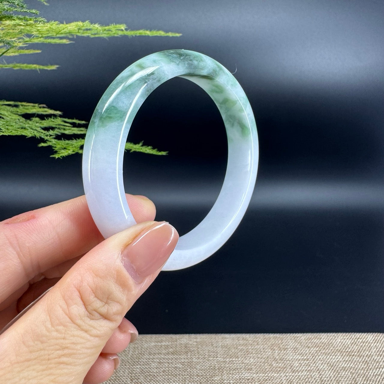 Genuine Burmese Blue Green Jade Jadeite Bangle Bracelet ( 56.7mm )