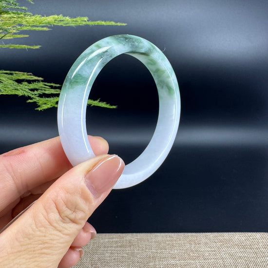 Genuine Burmese Blue Green Jade Jadeite Bangle Bracelet ( 56.7mm )
