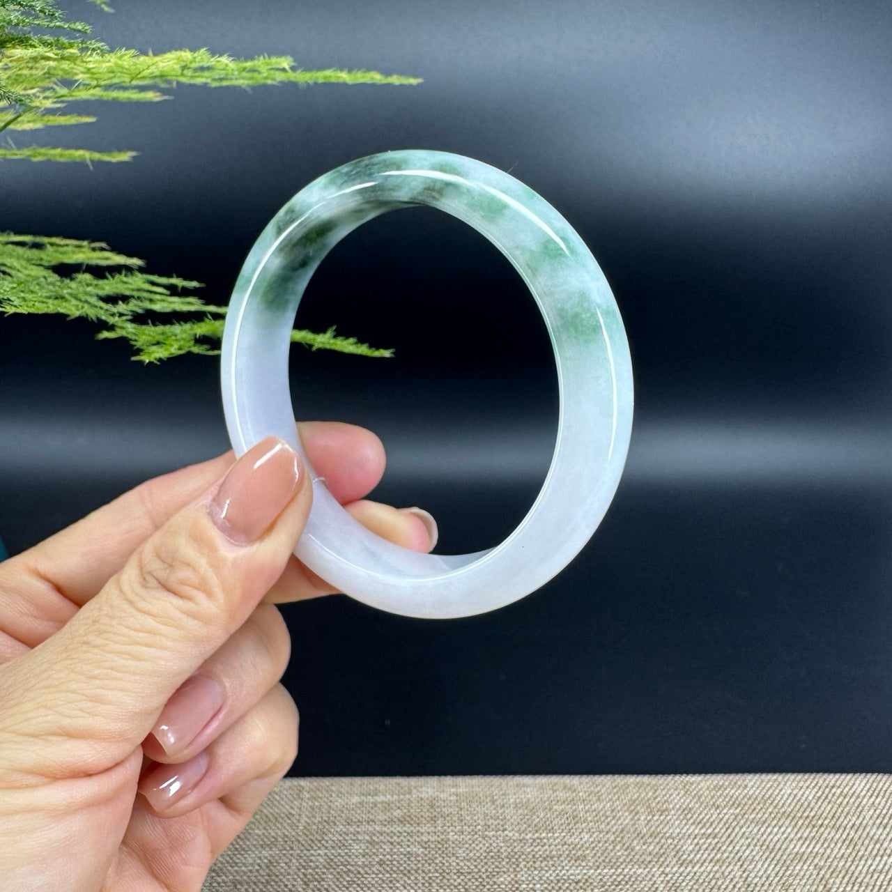 Genuine Burmese Blue Green Jade Jadeite Bangle Bracelet ( 56.7mm )